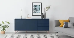 Aparador Elona – Azul oscuro y cobre