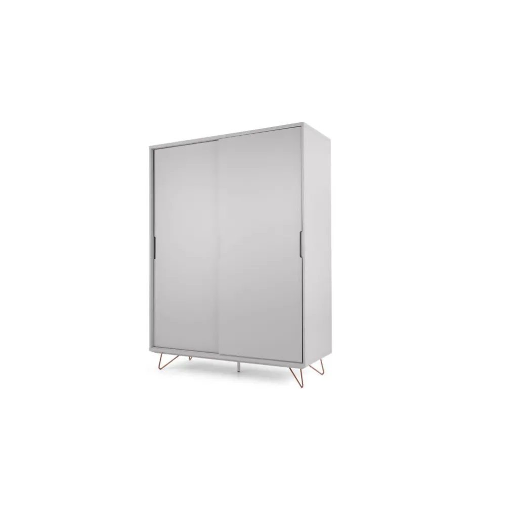Armario con puertas correderas Elona – Gris y cobre