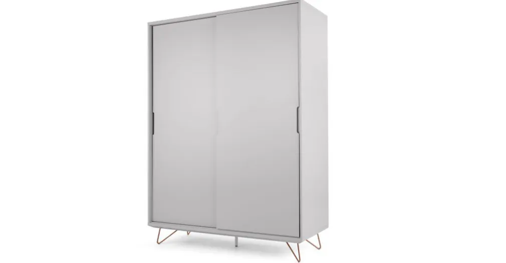 Armario con puertas correderas Elona – Gris y cobre