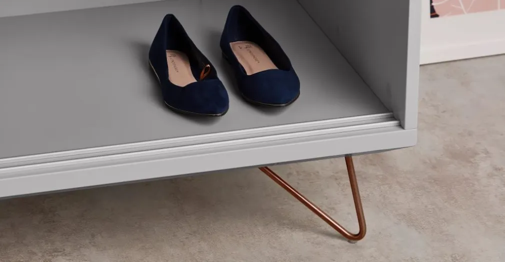 Armario con puertas correderas Elona – Gris y cobre