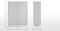 Armario con puertas correderas Elona – Gris y cobre