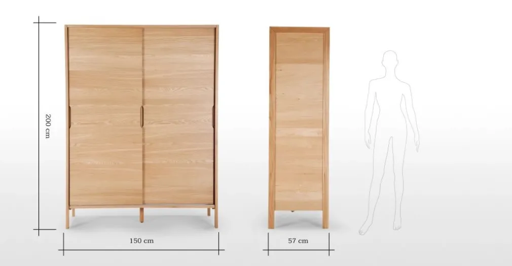 Armario con puertas correderas Ledger – Roble