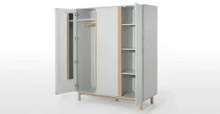 Armario de 3 puertas Jayden – Gris y roble