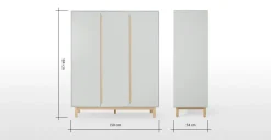 Armario de 3 puertas Jayden – Gris y roble