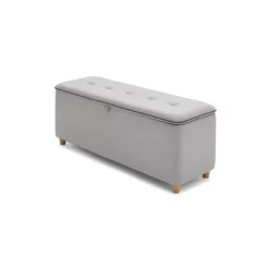 Banco con almacenaje tapizado Burcot – Gris en contraste