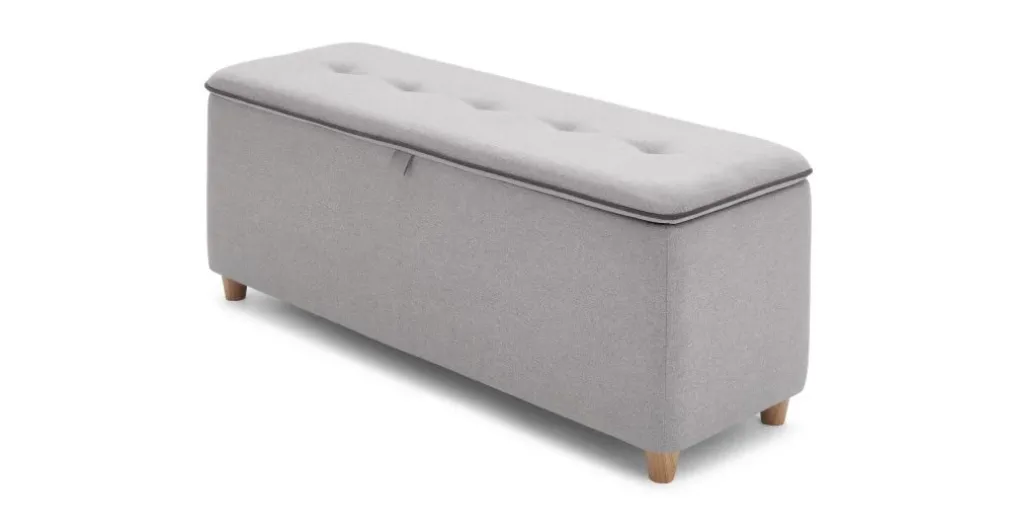 Banco con almacenaje tapizado Burcot – Gris en contraste