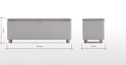 Banco con almacenaje tapizado Burcot – Gris en contraste