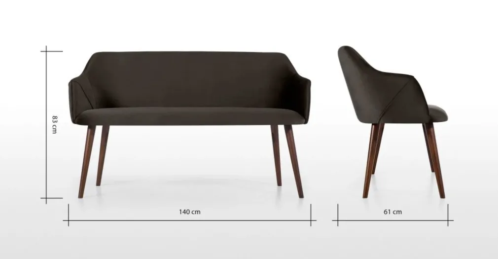 Banco de comedor compacto Lule – Gris marga y gris granizo