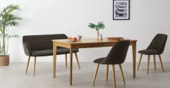 Banco de comedor compacto Lule – Terciopelo gris nutria y roble