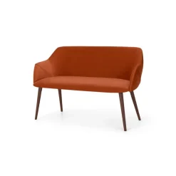 Banco de comedor compacto Lule – Terciopelo naranja y nogal