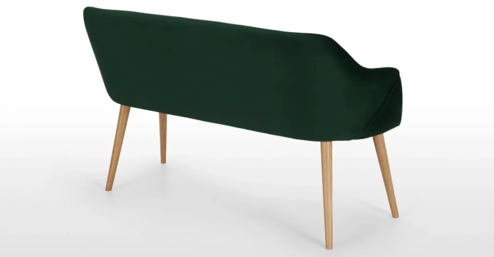 Banco de comedor compacto Lule – Terciopelo verde pino y roble