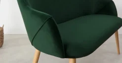Banco de comedor compacto Lule – Terciopelo verde pino y roble