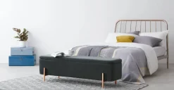 Banco otomana Asare 150cm – Terciopelo gris medianoche