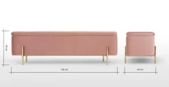Banco otomana Asare 150cm – Terciopelo rosa