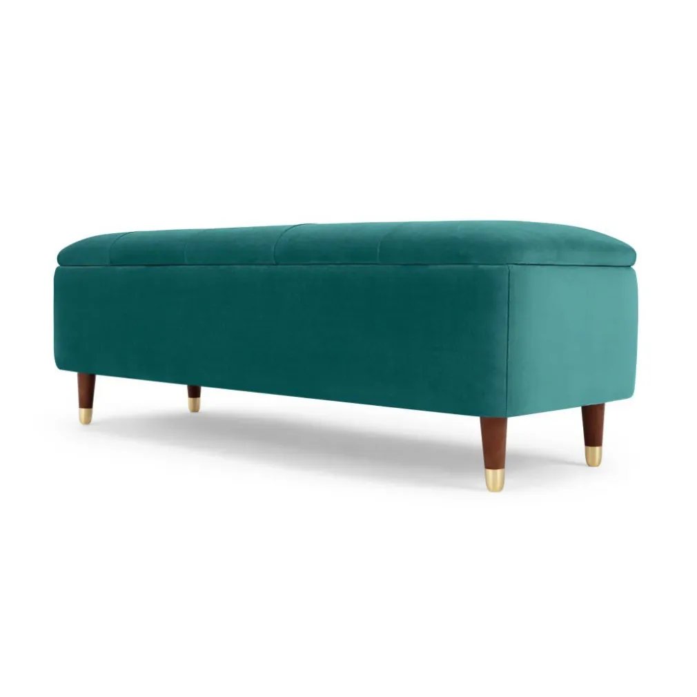Banco otomana Margot – Terciopelo azul espuma de mar
