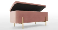 Banco tapizado con almacenaje Asare – Rosa Palo