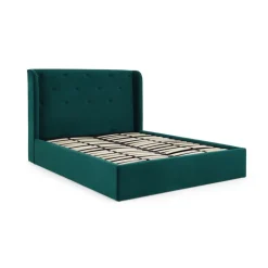 Cama Europea Otomana Ormond – Terciopelo Azul Mar