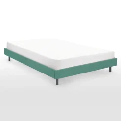Cama Plataforma Besley – Azul Aguamarina y Gris