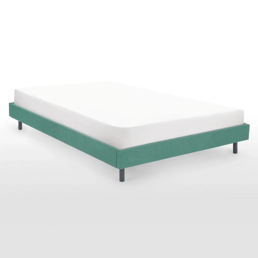 Cama Plataforma Besley – Azul Aguamarina y Gris