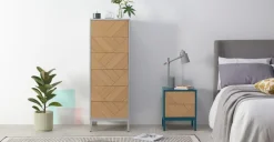 Cómoda Alta Mera – Roble y Gris