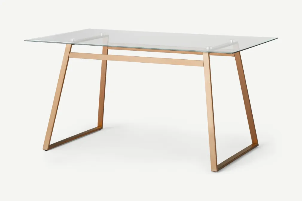 Escritorio Rectangular Haku – Cobre y Cristal