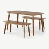 Juego de Bancos y Mesa de Comedor Edelweiss – Nogal y Dorado