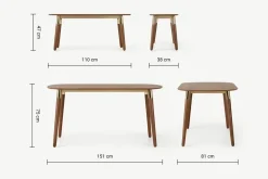 Juego de Bancos y Mesa de Comedor Edelweiss – Nogal y Dorado