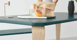 Juego de Comedor de Bancos Alma – Azul Cerceta y Fresno