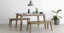 Juego de Comedor de Bancos Fawn – Zinc y Madera
