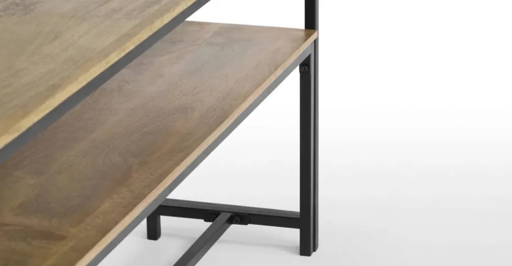 Juego de Comedor de Bancos Lomond – Madera de Mango y Negro