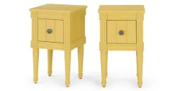 Juego de 2 Mesitas de Noche Vintage Bourbon – Amarillo Mostaza