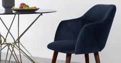 Juego de 2 sillas carver de comedor Lule – Terciopelo azul real y nogal