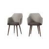 Juego de 2 sillas carver de comedor Lule – Terciopelo gris claro y gris oscuro