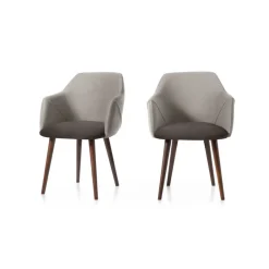 Juego de 2 sillas carver de comedor Lule – Terciopelo gris claro y gris oscuro
