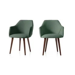 Juego de 2 sillas carver de comedor Lule – Verde bahia y nogal