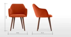Juego de 2 sillas carver de respaldo alto Lule – Terciopelo naranja llama