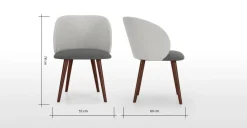 Juego de 2 sillas de comedor Adeline – Gris marga/granizo y nogal