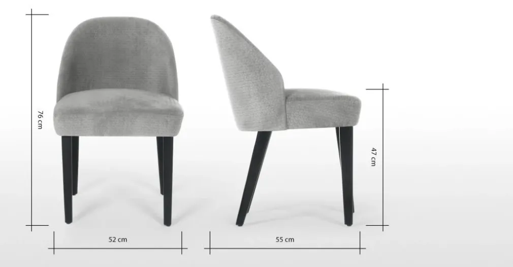 Juego de 2 sillas de comedor Alec – Gris acolchado