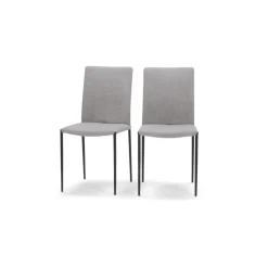 Juego de 2 sillas de comedor Braga – Gris perla con patas negras