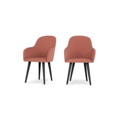 Juego de 2 sillas de comedor carver de respaldo alto Stig – Rosa viejo y negro