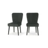 Juego de 2 sillas de comedor Charley – Terciopelo gris medianoche y negro