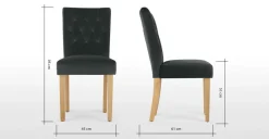 Juego de 2 sillas de comedor Flynn -Terciopelo gris medianoche y abedul