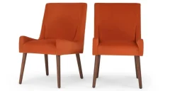 Juego de 2 sillas de comedor Higgs – Terciopelo naranja llama