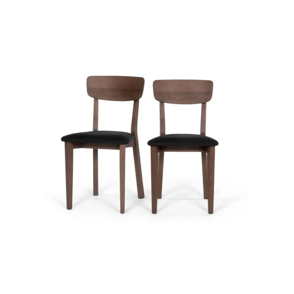 Juego de 2 sillas de comedor Jenson – Roble Oscuro y gris oscuro