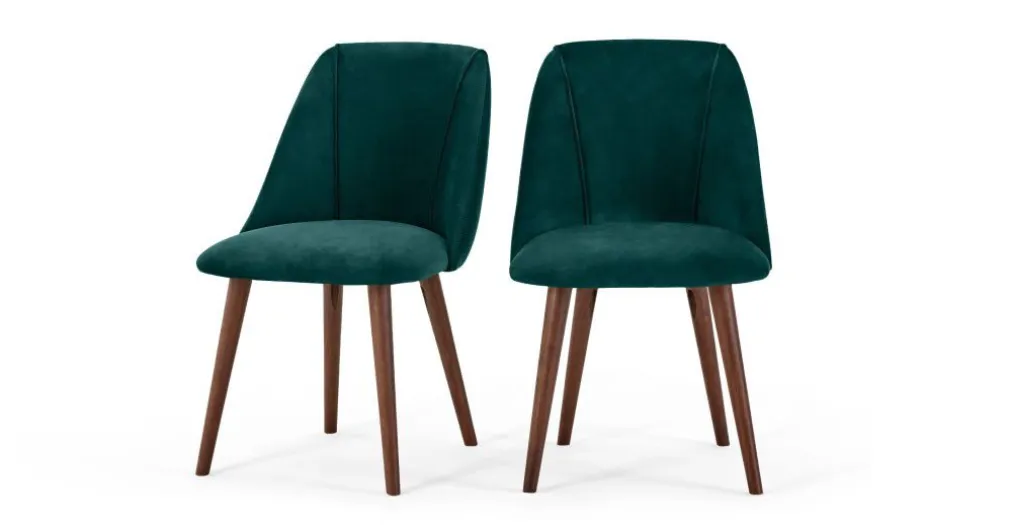 Juego de 2 sillas de comedor Lule – Terciopelo azul espuma de mar