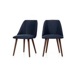Juego de 2 sillas de comedor Lule – Terciopelo azul real y nogal ⚡