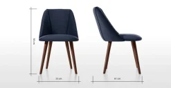 Juego de 2 sillas de comedor Lule – Terciopelo azul real y nogal ⚡