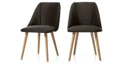 Juego de 2 sillas de comedor Lule – Terciopelo gris nutria y roble
