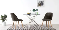 Juego de 2 sillas de comedor Lule – Terciopelo gris nutria y roble