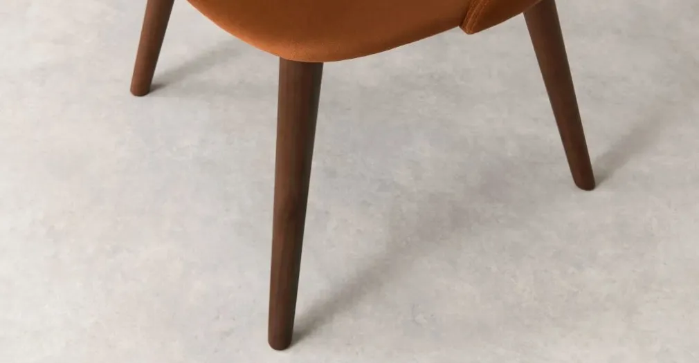 Juego de 2 sillas de comedor Lule – Terciopelo naranja y nogal